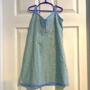 Jeanine Johnsen girls adjustable strap dress blue, green, and white size 7